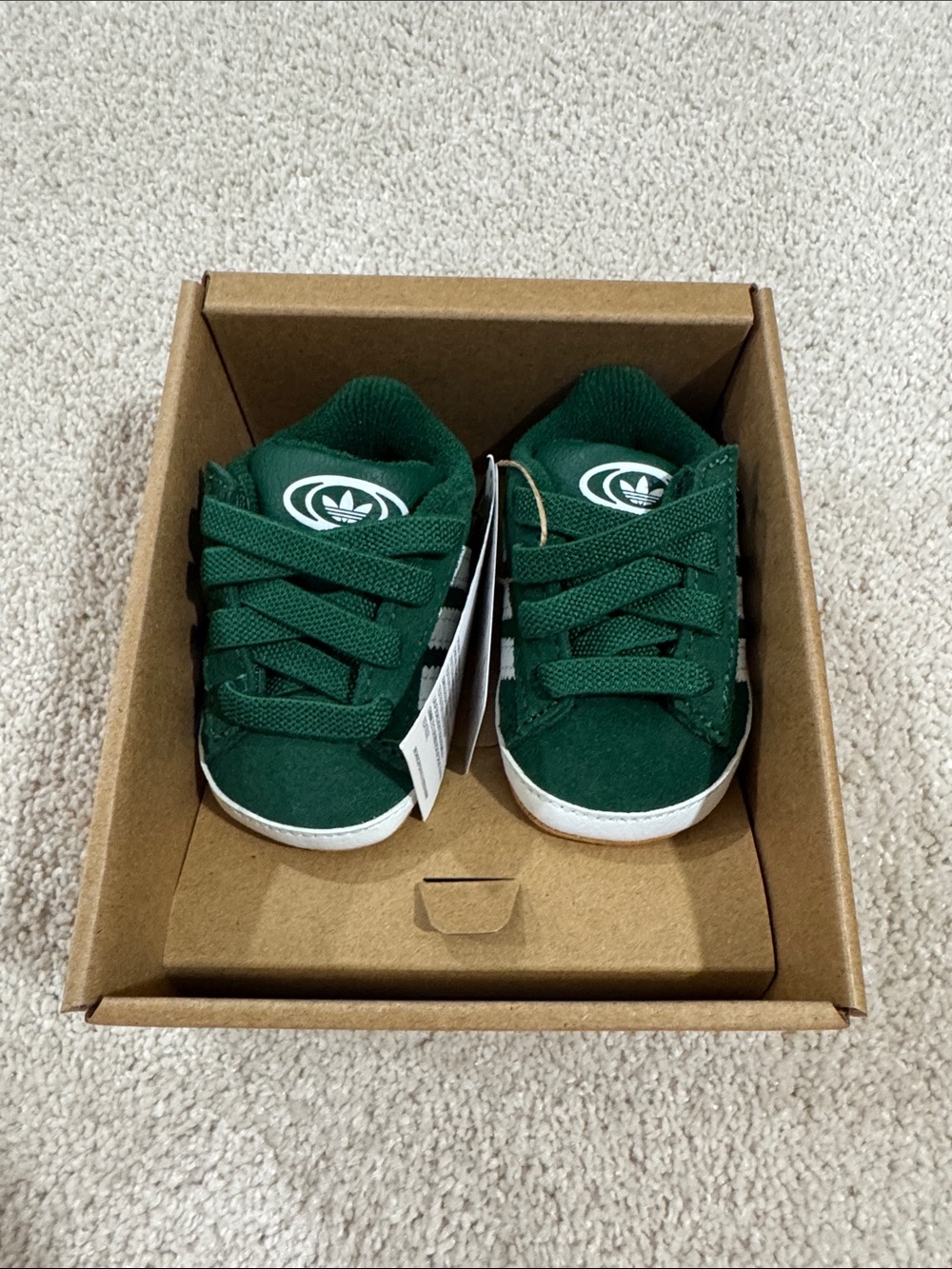 NWT adidas Kids Green & White Campus Crib Sneakers - Picture 5 of 8